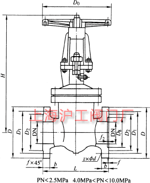 DKZ41H��DKZ41Y �� PN10~PN100 �������l�y��Ҫ���μ��Y(ji��)��(g��u)�ߴ�ʾ��D